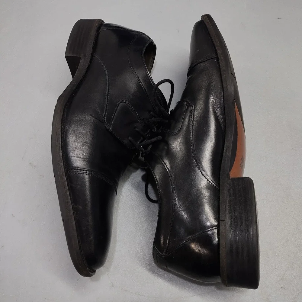 Johnston & Murphy Oxford Dress Shoes Mens Size 9M Black Leather Cap Toe Lace Up